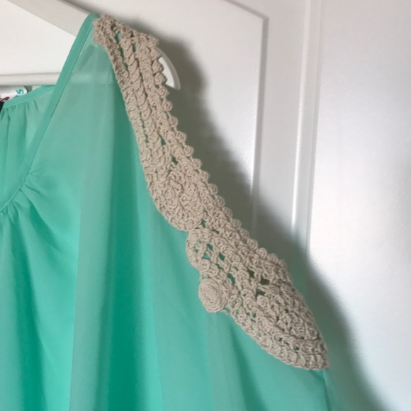 ⚠️ Last chance item NWOT Plus Size Mint Sheer cold shoulder blouse 2x - Picture 3 of 5